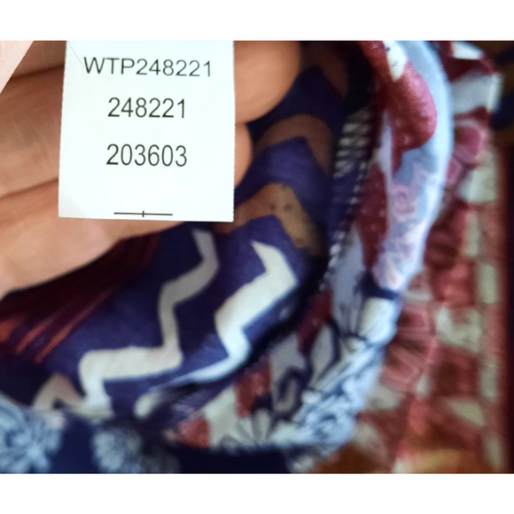 NWT Pure J Jill 100% Organic Cotton Boho Patchwork Dolman Sleeves Blouse Top XL - Picture 9 of 10